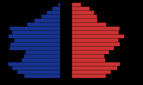 Figur: Befolkningspyramide for Fauske kommune. Kilde: SSB.