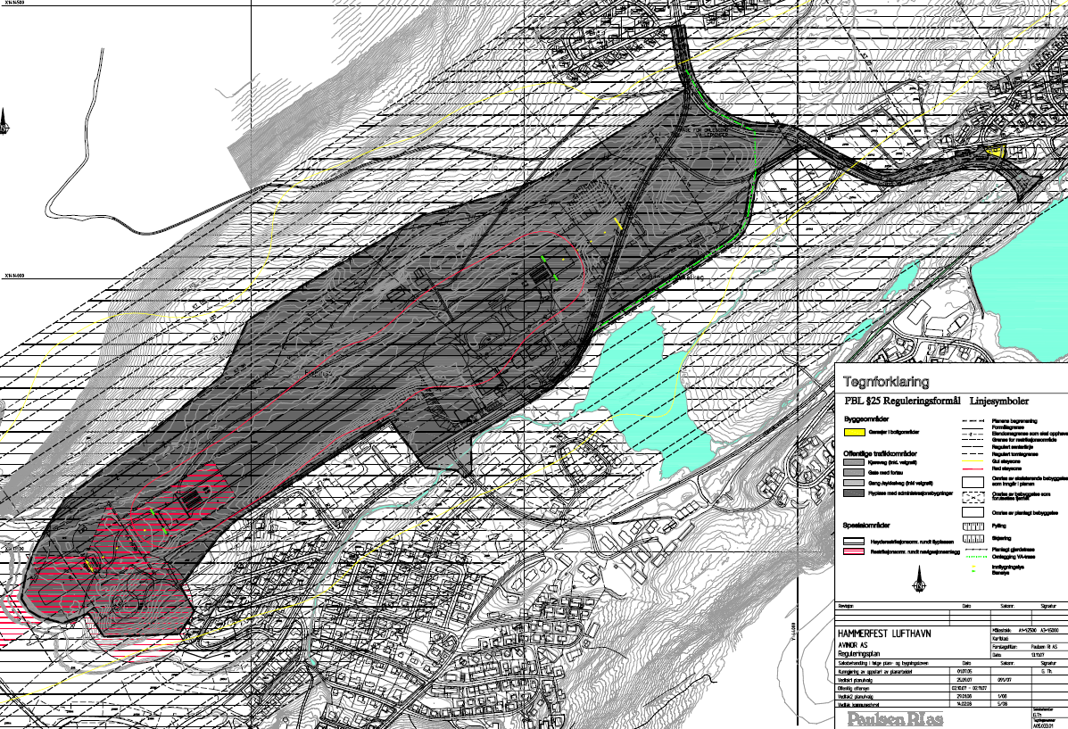 23 Figur 2-4: Reguleringsplan for Hammerfest lufthavn 2.8 Planforhold reguleringsplan, kommuneplan og lufthavnplan Gjeldende reguleringsplan for Hammerfest lufthavn ble vedtatt 14.2.2008.