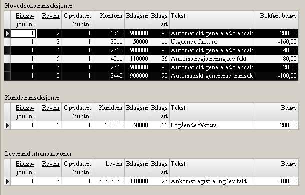Sporing av opprinnelsesbilagsnr. i versjon 4.60.x eller lavere av programmet, når verdien 2 IKKE er angitt i feltet Aut. gen. trans. beh.