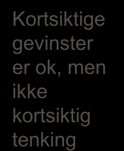 Lean ledelse er langsiktig og ofrer ikke langsiktige mål for kortsiktige gevinster Lean ledelse Kontinuerlig forbedring Respekt for mennesker Medarbeidertilfredshet