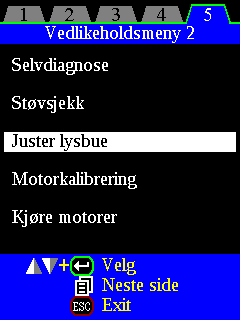 2.4. Skjøteopsjoner På side 1 i menyen finnes det en del valg som styrer hvordan skjøtemaskinen oppfører seg under skjøteprosessen.