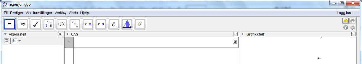 ØVELSE 10. CAS De siste versjonene av GeoGebra inneholder det vi kaller en CAS-modul. CAS står for computer algebra system og er en modul der vi kan gjøre symbolske beregninger.