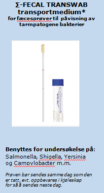 Eksempler Diaré Faecal Swab Campylobacter Bakteriegen 16s rrna Salmonella Bakteriegen ttra Shigella/EIEC Virulensgen ipah EHEC Toxingener stx1, stx2, eae EPEC Virulensgener eae,