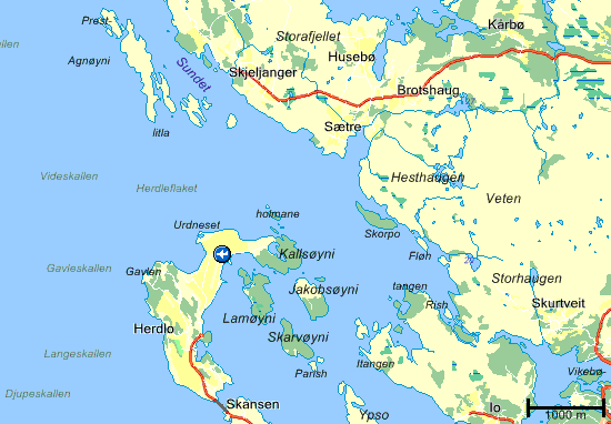 5.3.5. Herdlefjorden nord (Askøy Holsnøy) For å stenge ute stormflo nordfra gjennom Herdlefjorden er det nødvendig med barrierekonstruksjoner fra Askøy via Herdla til Holsnøy. Barriere Bredde Max.