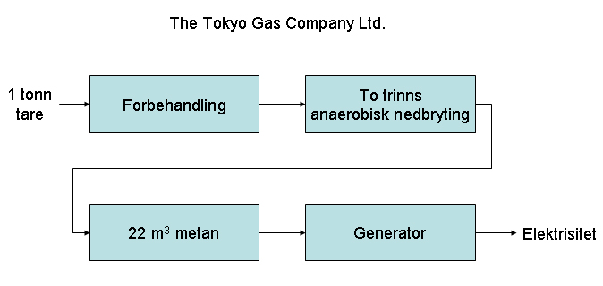 I rapporten til The Crown Estate (Kelly et al., 2009) refereres det til produksjon av biogass ved The Tokyo Gas Company i Japan.