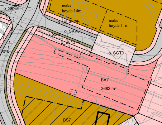 Forsamlingslokale (BFL) Gamle Vestbygda skole reguleres til forsamlingslokale i tråd med dagens bruk. Utsnitt fra forslag til områdeplan, felt BFL.