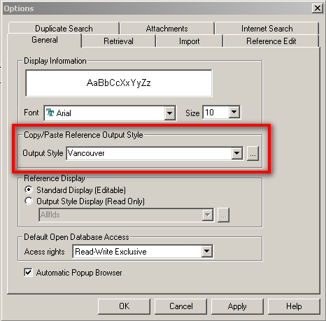 Standard Innstillinger 1 (General) Når man oppretter en base i RefMan for første gang, kan en del faste verdier defineres i basen. 1. Tools 2. Options 3.