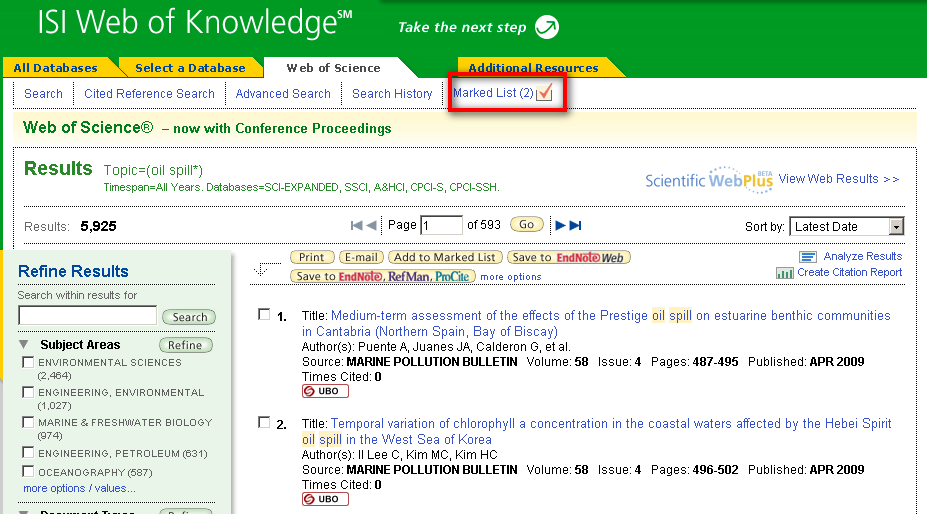 ISI Web of Science Referanser fra ISI WoS kan overføres direkte til en RefManbase uten mellomlagring.