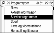 Radio 111 Slå RDS på/av Dersom RDS er slått på, er RDSfunksjonene aktiverte og det søkes kun etter RDS-stasjoner i det automatiske stasjonssøket.