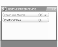 78 Telefon Fjerne en paret enhet Velg menyalternativet Delete Paired Device (Slett paret enhet) i menyen BLUETOOTH SETUP (Bluetooth oppsett).