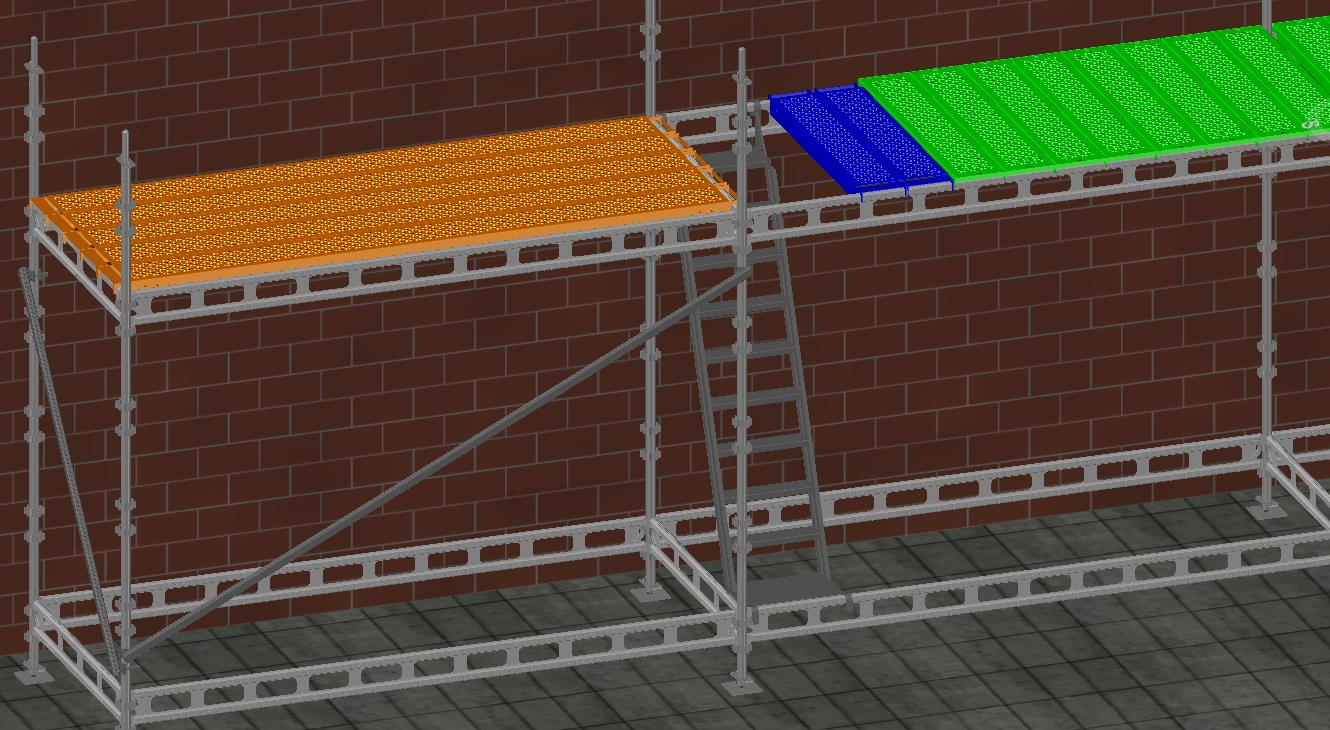 Systemstillas Diagonalavstiving monteres ved hver 4. faglengde i lengderetning og alltid på endefag.