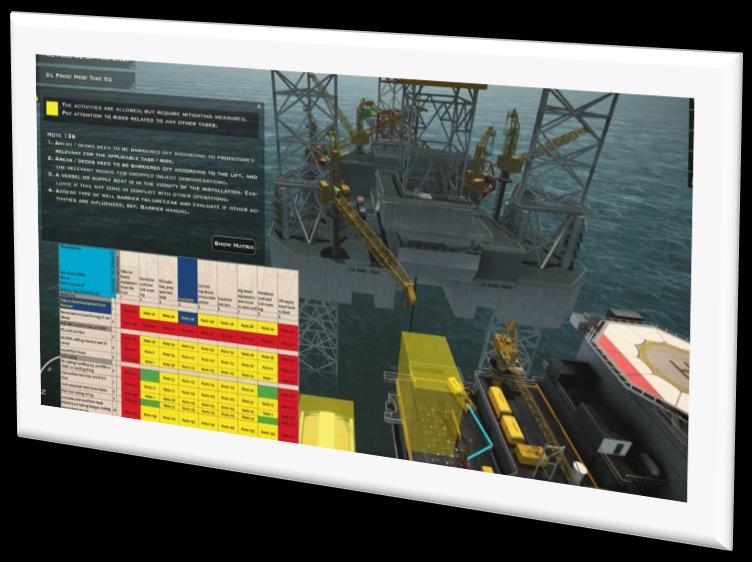 Samarbeid mellom partene SIMOPS og gjenbruk av data Abelware og Xafe har utviklet et visuelt 3D planleggingsverktøy - med et integrert risikobilde Identifiserer relevante risiko / nødvendige