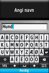 Innledning Bruke tastaturet på skjermen Det vises et tastatur når du angir tekst. Bruk vippebryteren til å velge et tegn, og trykk på ENTER. Velg for å slette mot venstre.