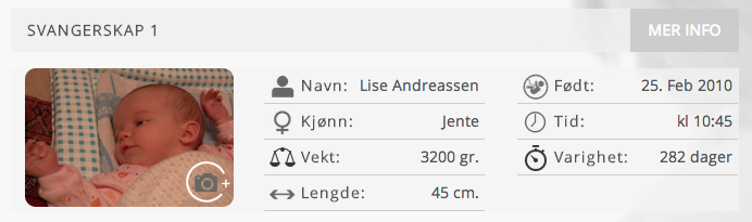 3.10 Tidligere svangerskap Figur 38 Tidligere svangerskap, informasjon Dersom du har hatt et registrert svangerskap her før, eller om legen din har lagt inn et tidligere svangerskap eksternt fra