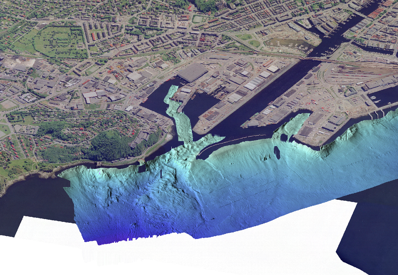 LIDAR data kan potensielt se ned til ~15 m dybde og gi en detaljert batymetri nettopp i grunne områder der fartøy vårt Seisma, G.O.