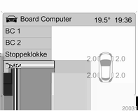 Instrumenter og betjeningselementer 105 Kjøretid inkl. stopp Registrering av tiden bilen er i bevegelse. Tiden bilen står stille med tenningen på regnes med.