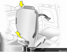 52 Seter og sikkerhetsutstyr Skyv setet bakover til ryggen er rett og den går hørbart i lås. Støtt opp øvre del av ryggen med den ene hånden. Forskyv andre seterad til ønsket posisjon og lås den.