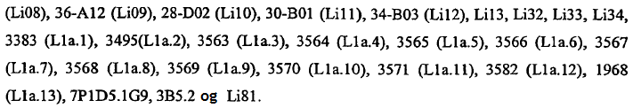 47 monoklonalt antistoff som velges fra gruppen som består av 201', 3A3, 3A6, 1A7, 5 10 15 20 25 30 [0109] 27.