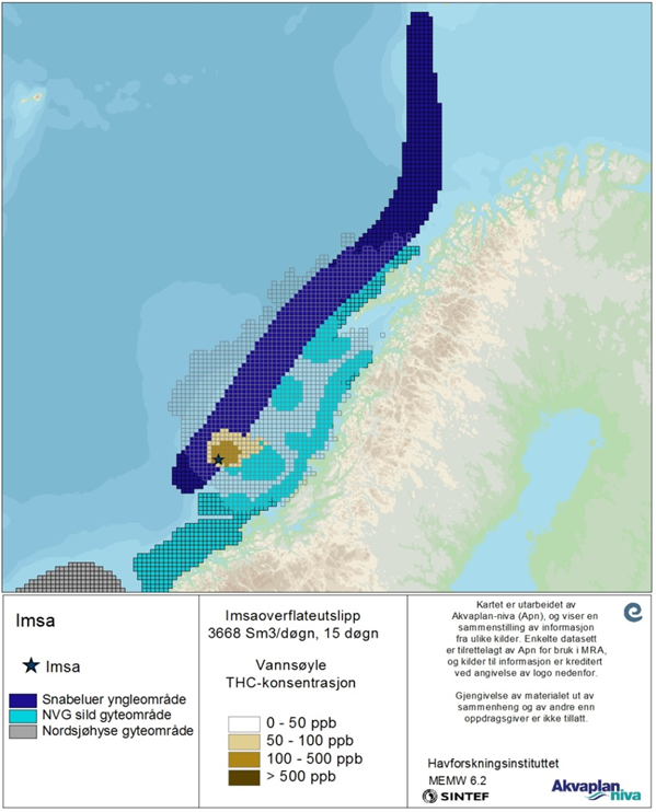 9.4 Miljørisiko Resultater Fiskeressurser For artene som er beskrevet i ressursbeskrivelsen er det foretatt en trinn 1 overlappsanalyse for NØA torsk og kysttorsk, sei, nordsjøhyse, snabeluer og