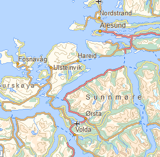 SAMFUNNSØKONOMISKE VIRKNINGER AV SAMFERDSELSINVESTERINGER 47 Figur 4.5: Potensiell integrasjon av markedene på tvers av Sulafjorden.