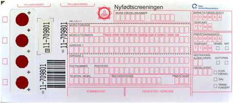 Nyfødtscreeningen Screening for 23 medfødte sykdommer Tilbudet gjelder for alle barn i Norge ved alder 24-72 timer Noen dråper blod på et filterpapir Forskrift om genetisk masseundersøkelse av