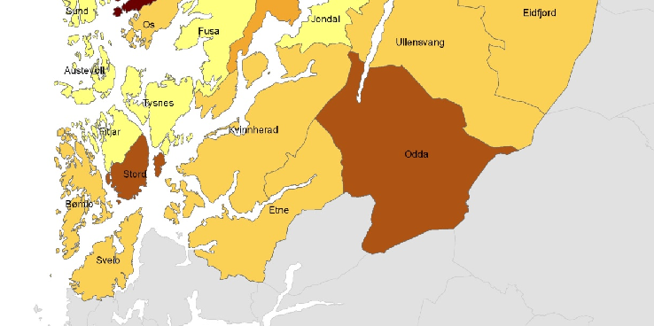 Figur 25. Cultural Opportunity Index. Kommuner i Hordaland. 2011.