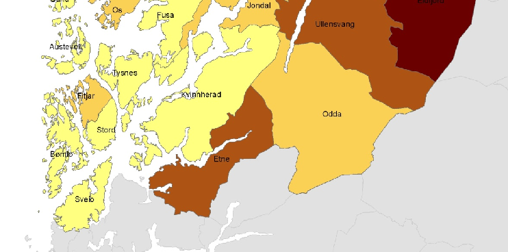 Figur 27. Besøksindeks. Kommuner i Hordaland. 2011