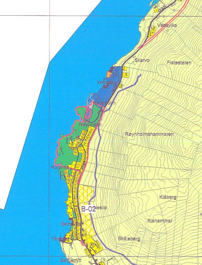 Utsnitt av kommunedelsplan for Rosendal-området 3.2. Kommunedelsplan for Rosendal Denne vart vedteken av kommunestyret 20.02.03.