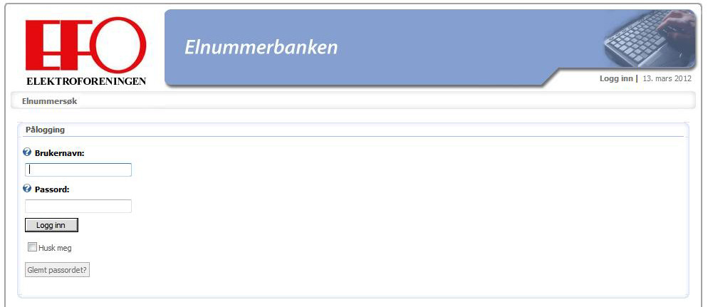 2 ELEKTROFORENINGEN Figur 3: Logg inn Når du har