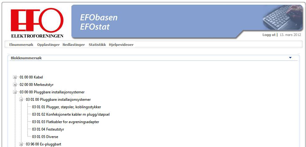 4 ELEKTROFORENINGEN Ved å la søkebegrepfeltet være tomt, velge «Aktiv» og klikke på «Søk», vil du få opp alle dine aktive elnummer i EFObasen.