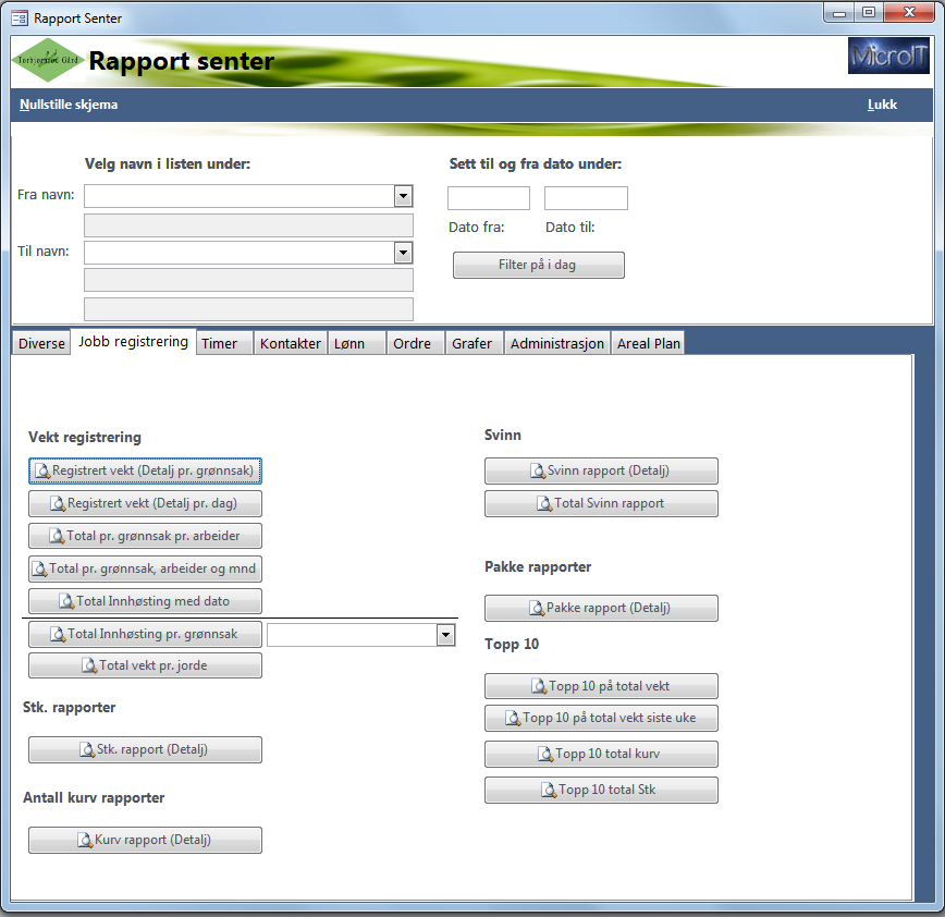 Jobb registrerings rapporter