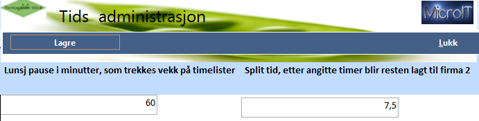 Administrasjon av time rater I dette bildet kan man enkelt endre time rater, både navn på time raten samt time prisen justeres her.