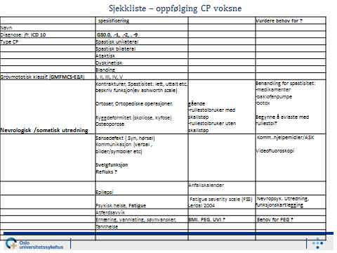 Vedlegg 7 Sjekkliste (Oslo universitetssykehus, Avd.