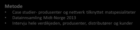 Bakgrunn prosjektet LogiMat LogiMat Logistikk for matspesialiteter (2012-2014) Samarbeid mellom SINTEF, Bygdeforskning, Trøndelag Forskning og Utvikling AS, Høgskolen i Nord-Trøndelag og Oi!