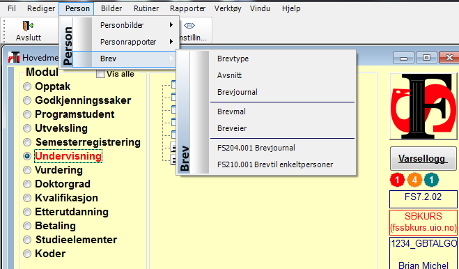 Brevmodulen Hva brukes FS Brevmodulen til?