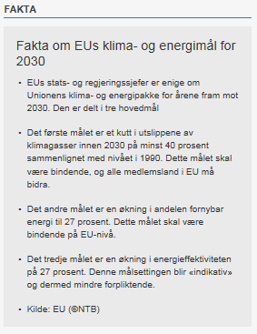 Utfordringen Sett fra et overordnet perspektiv Bærekraft og Miljø EU har nylig satt