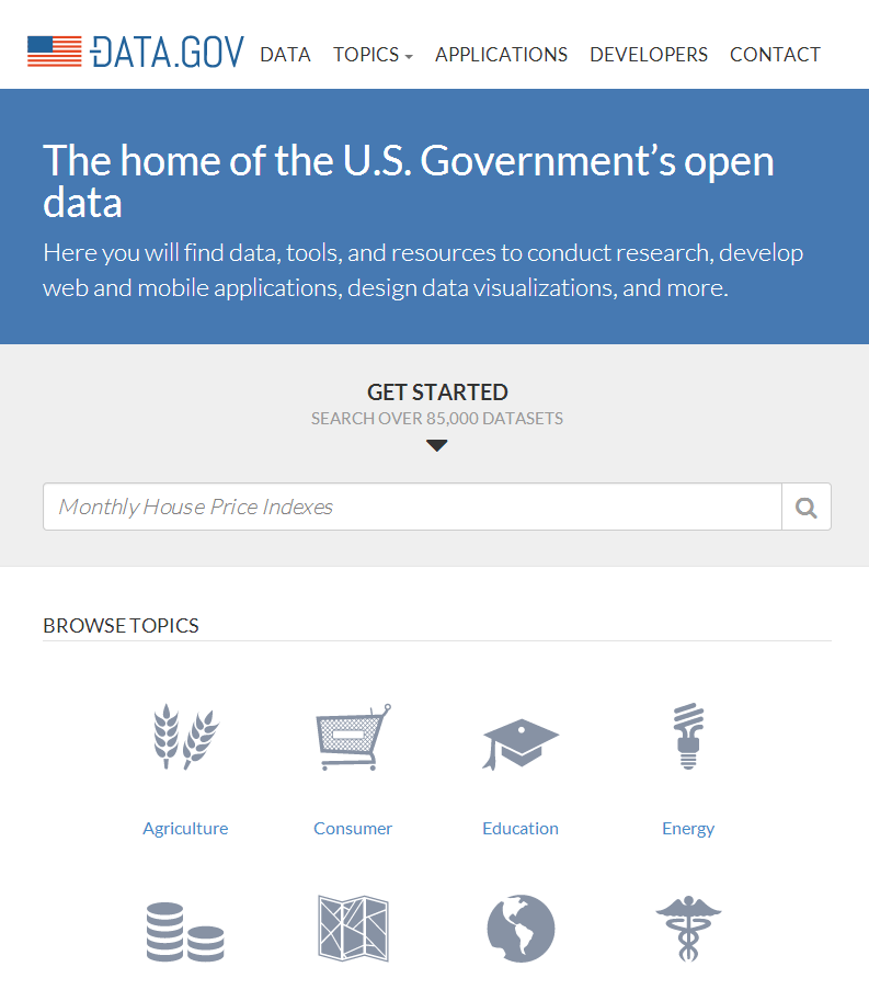 USA Data Harvesting Data.gov is organized around metadata published by government offices. This metadata is harvested from external websites and aggregated on data.