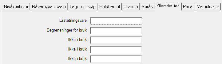 Her kan du legge inn varenavn på flere språk. Det er språkkoden på kunden som avgjør hvilket varenavn som fremkommer.