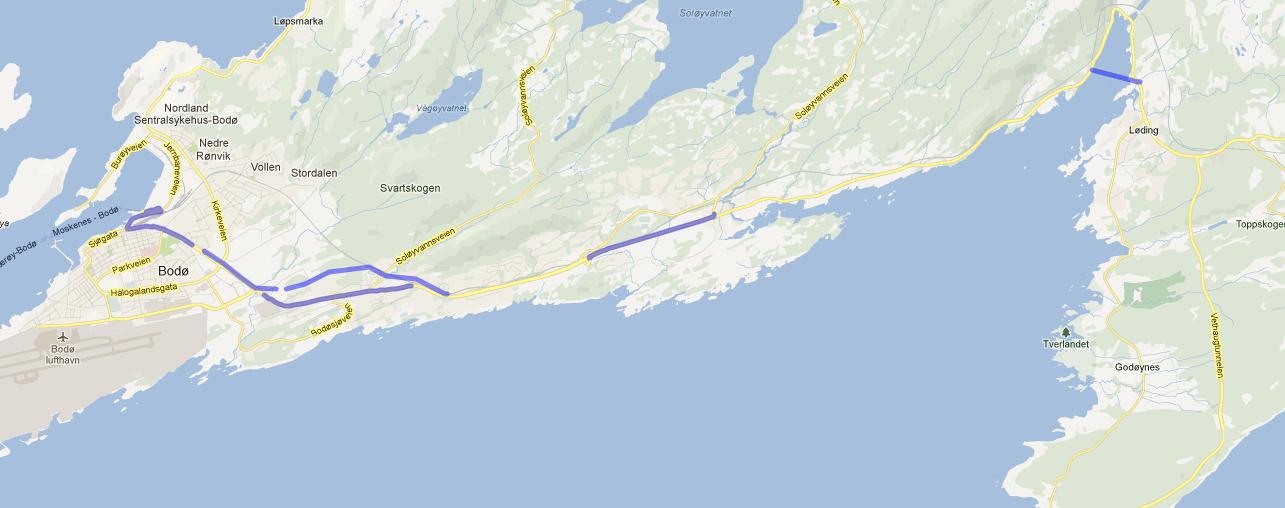 Planlagt veisystem i Bodø Utbygging til 3-4 felt i