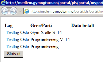 Utskrift av status om medlemmet har betalt for seg: Utskrift av kundereskontro (hvorvidt man har betalt et parti eller ikke) er nå gjort tilgjengelig gjennom at det er kommet et printerikon over