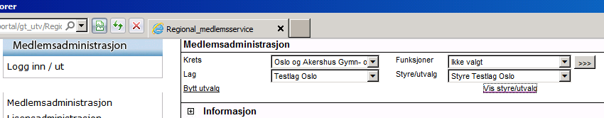 Ved oppstart er det i styret lagt inn leder og medlemsansvarlig. Dere vedlikeholder deretter dette selv. De personer som opprettes i styret får rettigheter til å bruke portalen på vegne av laget.