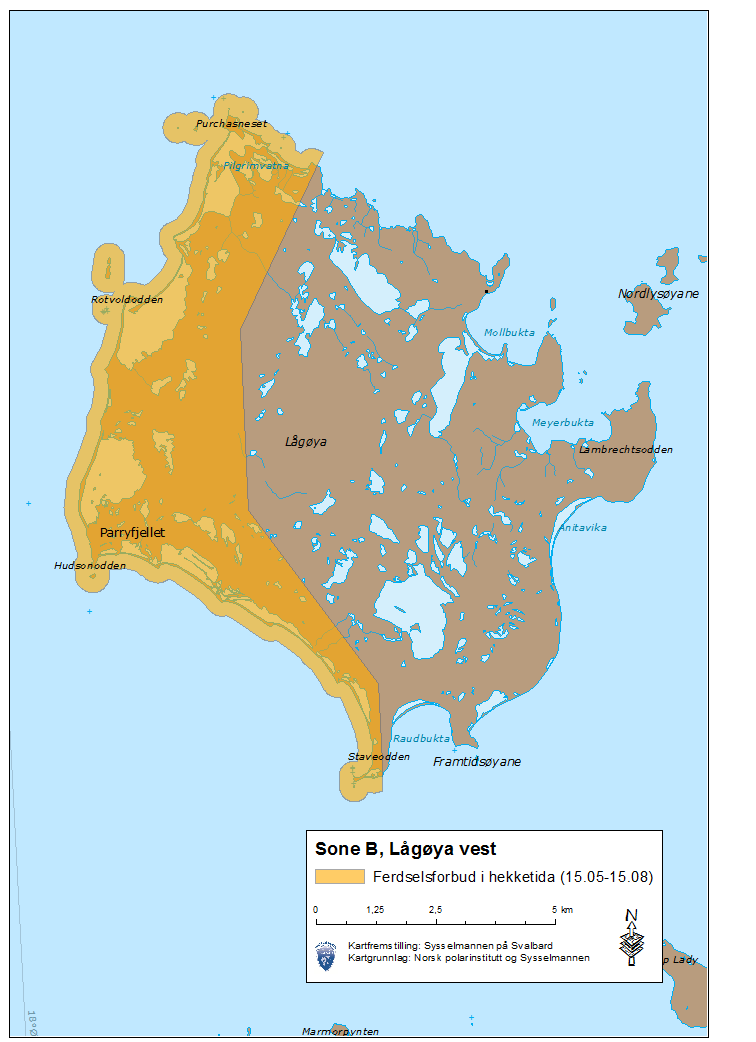Sone B Områder med ferdselsforbud i hekketiden Ferdselsforbud 15. mai 15.