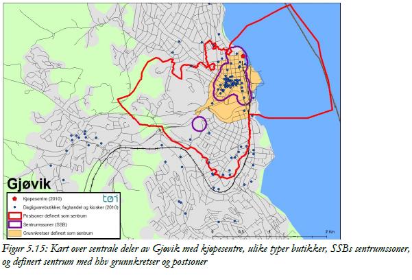 Gjøvik Omsetningen økt 17,4 % fra 2008-2012 Sentrumsandel gått opp 80 prosent av