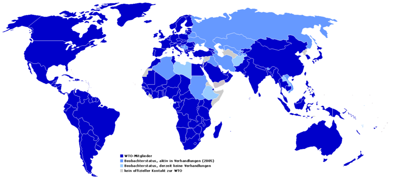 5 HANDELSPOLITIKK WTO pr. 2005 (medlemsstater i mørkeblått).