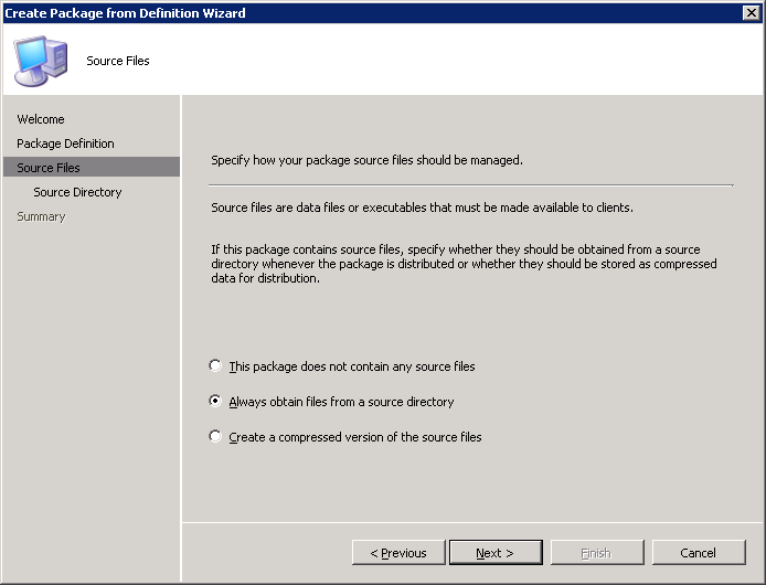 Applikasjoner i SCCM Side 19 av 25 En skal så angi en ferdiglaget definisjon for programpakken: Trykk [Browse...], og bla deg frem til.