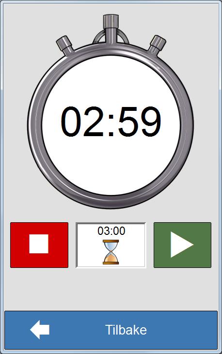 Her velges om nedtellingstiden skal vises som tidslinje eller stoppeklokke. Her endres bilde og nedtellingstid.