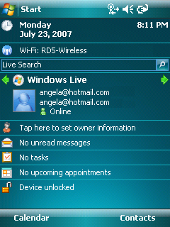 5. Velg elementene du vil synkronisere på enheten, og pek på Next (Neste). 6. Systemet vil starte synkronisering med Windows Live-data.