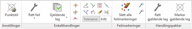 NY GEOMETRIKONTROLL Innstillinger Enkelthandlinger uten toleranse med toleranse