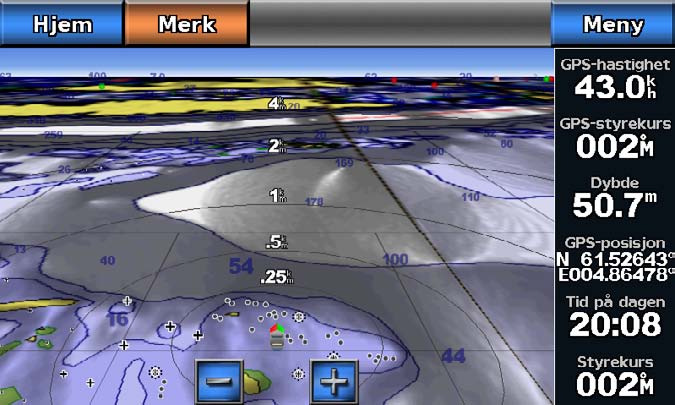 3. Trykk på et AIS-fartøy. 4. Velg AIS-fartøy. Deaktivere et mål for et AIS-fartøy 1. Velg Kart i skjermbildet Hjem. 2. Velg Navigasjonskart, Fiskekart, Perspective 3D eller Mariner s Eye 3D. 3. Trykk på AIS-fartøyet.