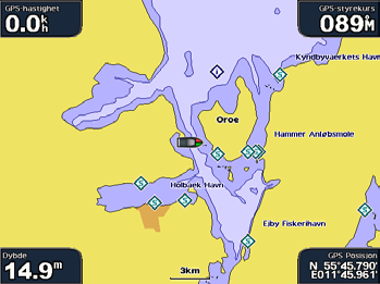 Bruk disse bildene til å orientere deg om omgivelsene eller gjøre deg kjent med en båthavn eller et havneområde før ankomst. 1. Velg Kart > Navigasjonskart i skjermbildet Hjem. 2. Velg et kameraikon.